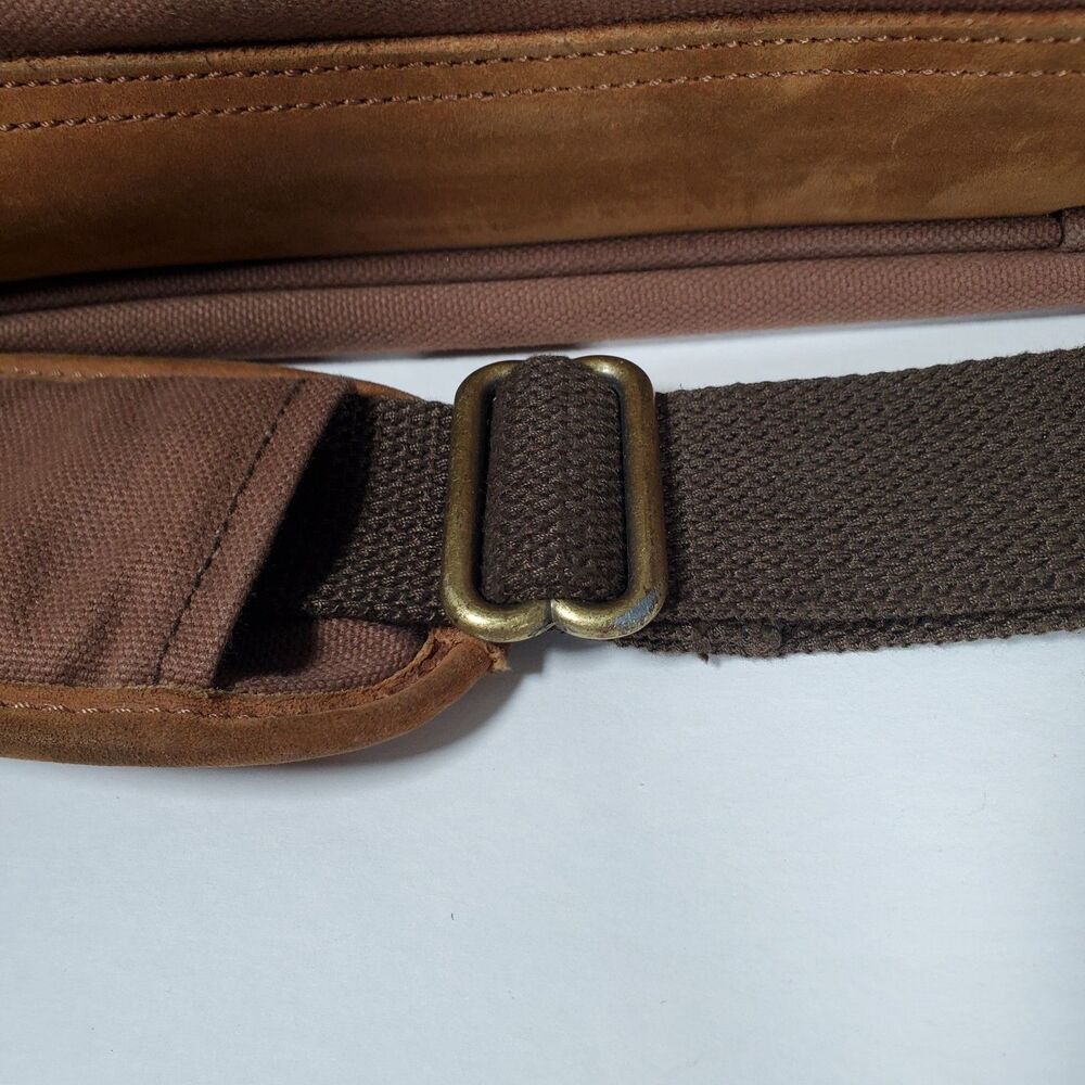 Vtg Magellan Vintage Duffle Bag Large Brown Rust Red Canvas Leather Trim Rugged - Picture 7 of 15